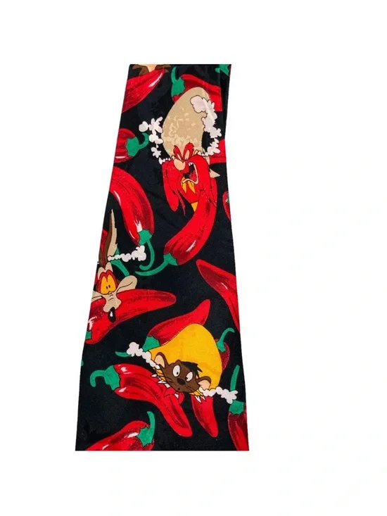Looney Tunes Men Necktie Tie Hot Chili Pepper 1994 Cartoon Bugs Taz - Picture 5 of 10